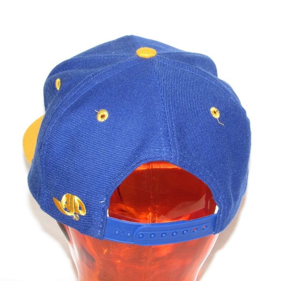 Vintage Golden State Warriors Snapback Hat AJD Blue/Yellow Big Logo Streetwear - Picture 3 of 7